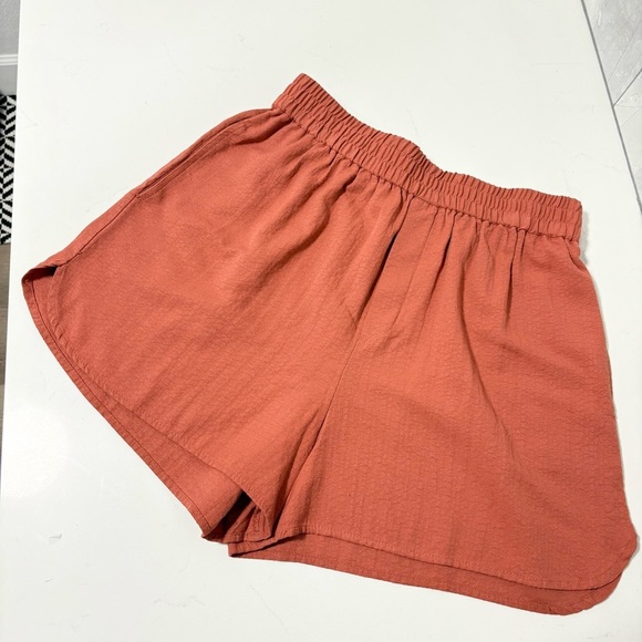 Mango Rust Orange Pull on Elastic Waist Shorts Medium Casual Beach Vacation - Picture 11 of 11